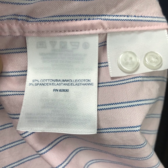 LAND’S END Pink and Blue Stripe Ruffled Oxford Button Down Blouse 10 - Picture 5 of 5